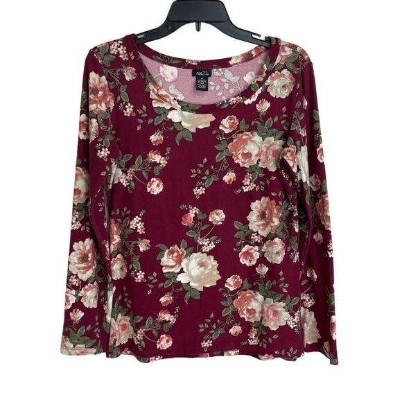 Rue 21 Women's Multi Color Scoop Neck Floral Pullover Long Sleeve Blouse Size XL - Picture 1 of 5